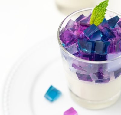 Hydrangea flower jelly panna cotta